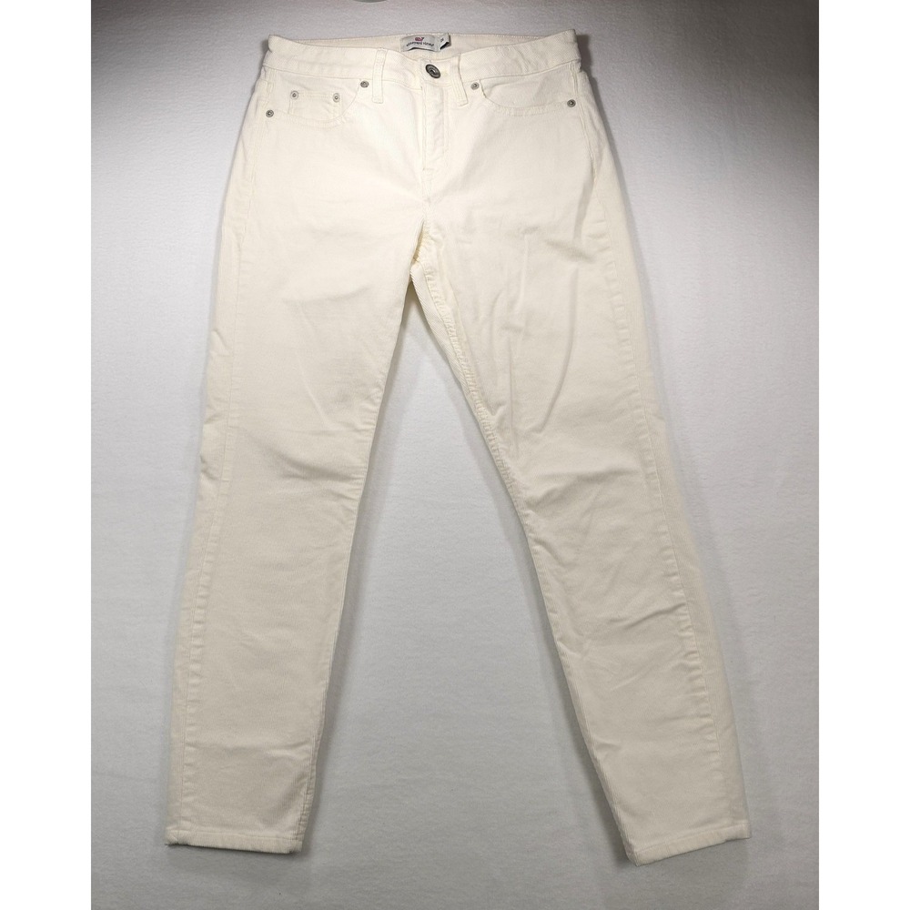 Vineyard Vines Womens High Rise Skinny Corduroy Pants Cream Off White Size 26